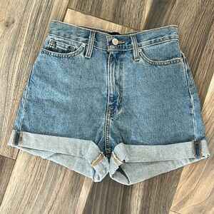 BDG High-Rise Rolled Cuff Blue Denim Jean Shorts